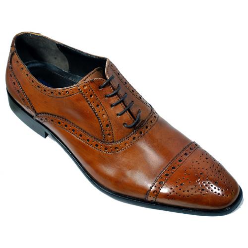 Giorgio Brutini  Light Tan Hand Painted Genuine Leather  Oxford Shoes 249814